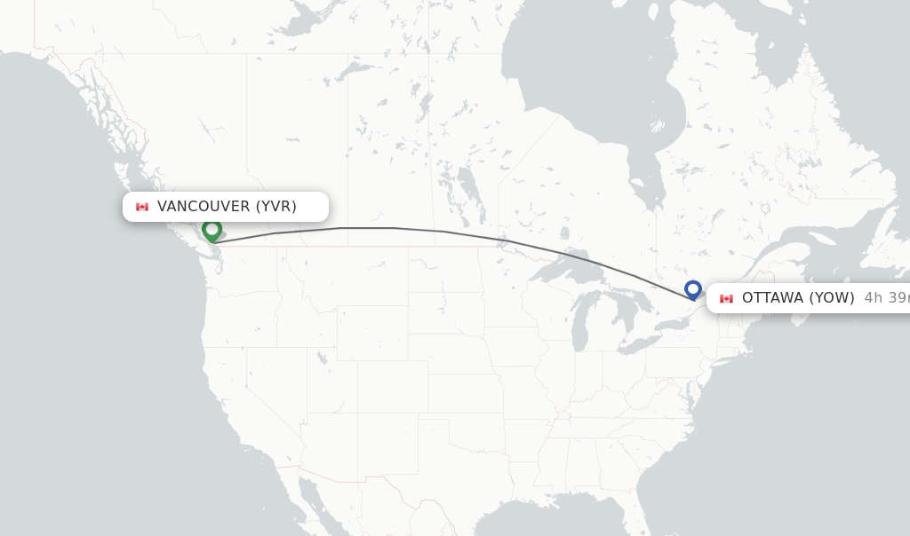 Direct (non-stop) flights Vancouver to Ottawa - schedules - FlightsFrom.com