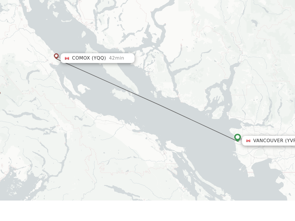 Flights from Vancouver to Comox route map