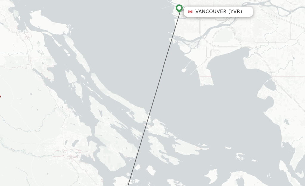 Flights from Vancouver to Victoria route map