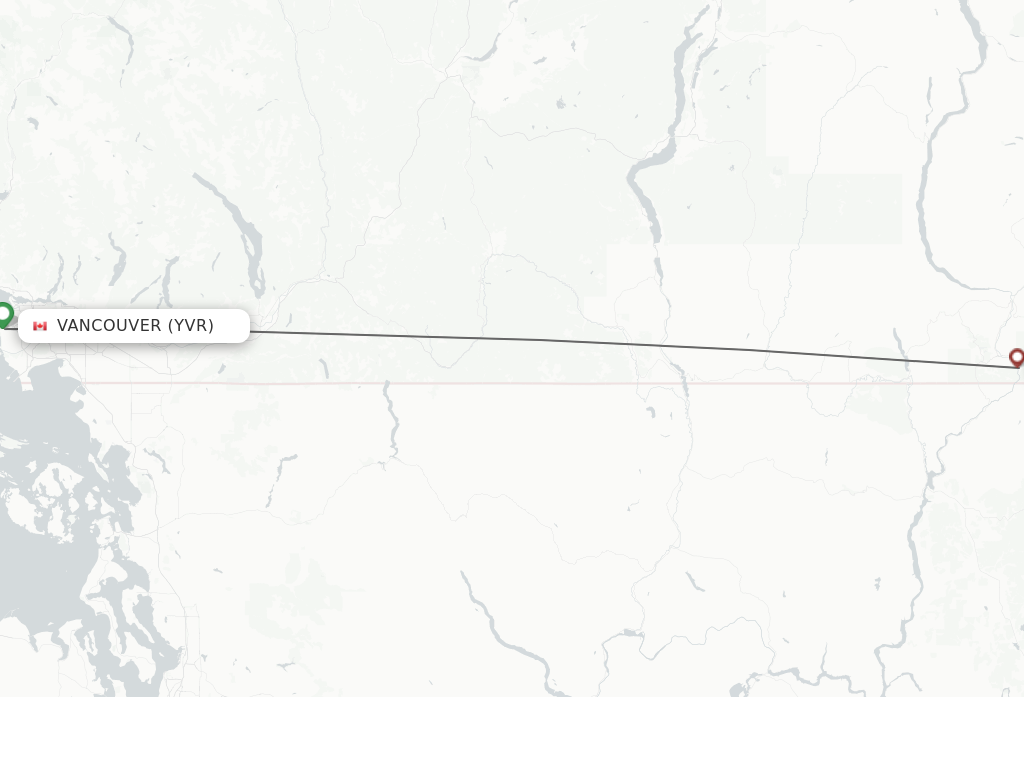 Flights from Vancouver to Trail route map