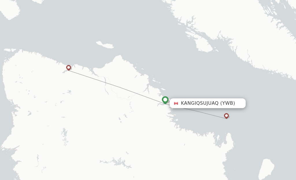 Route map with flights from Kangiqsujuaq with Air Inuit