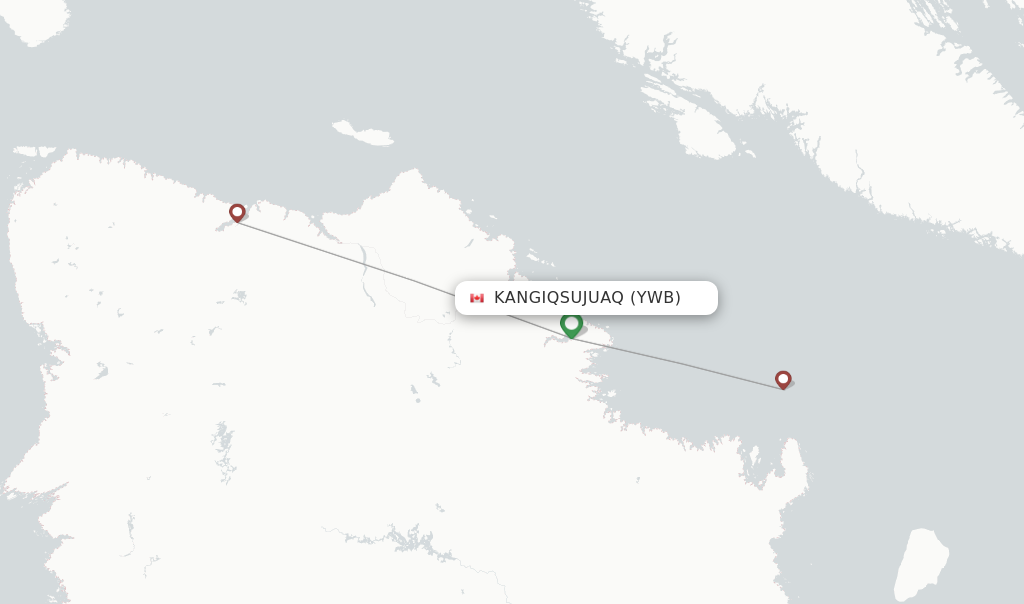 Route map with flights from Kangiqsujuaq with Air Inuit