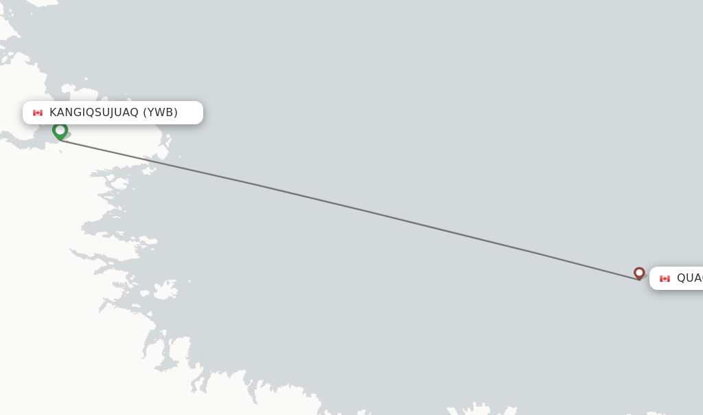 Flights from Kangiqsujuaq to Quaqtaq route map