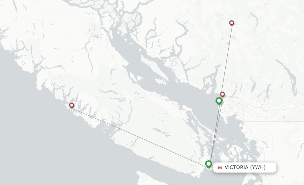 Flights from Victoria to Tofino route map