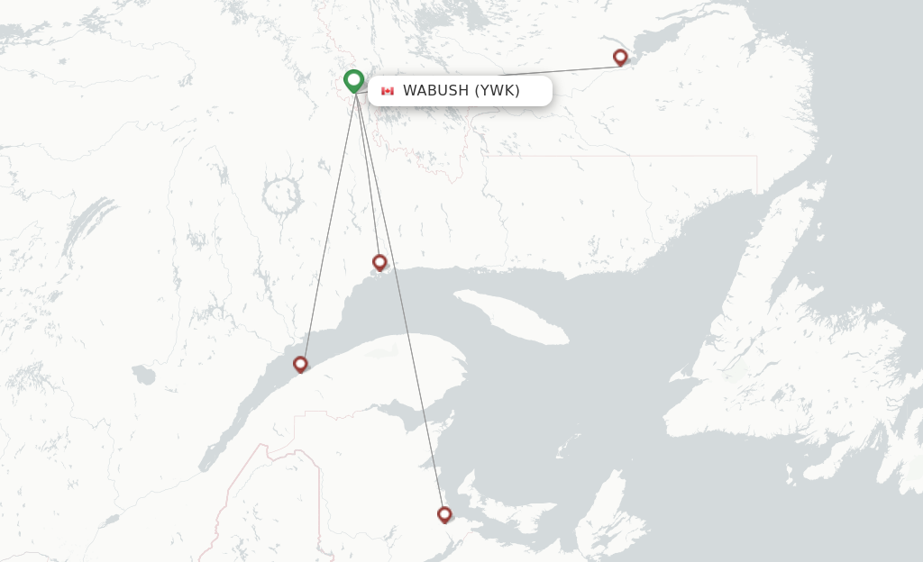 Route map with flights from Wabush with PAL Aerospace