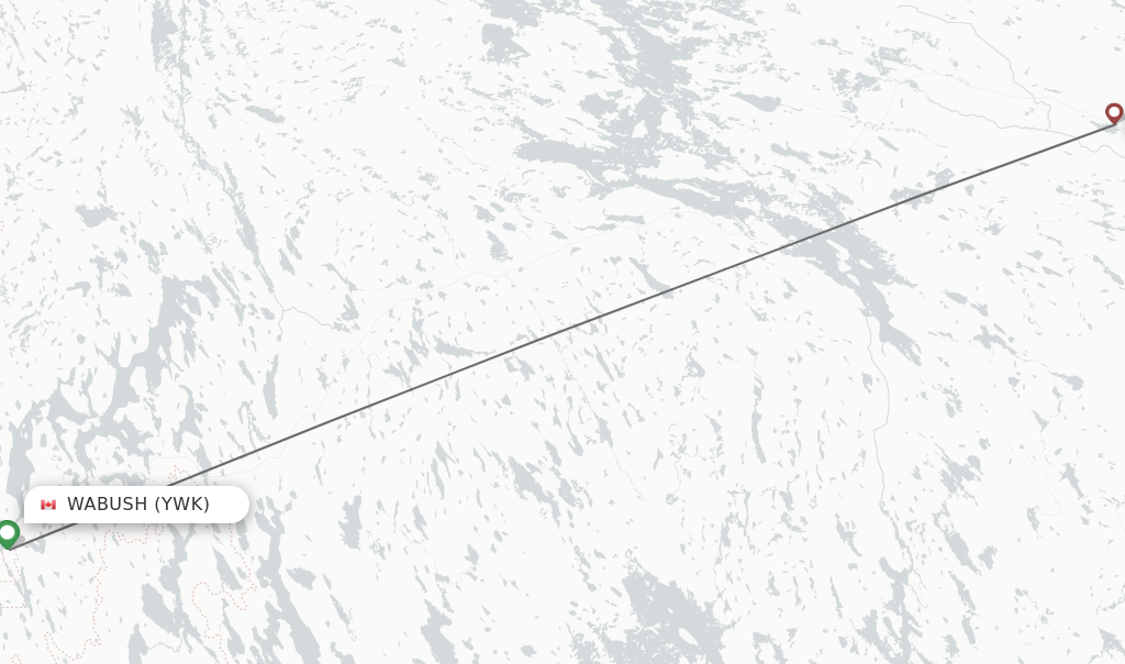 Flights from Wabush to Churchill Falls route map
