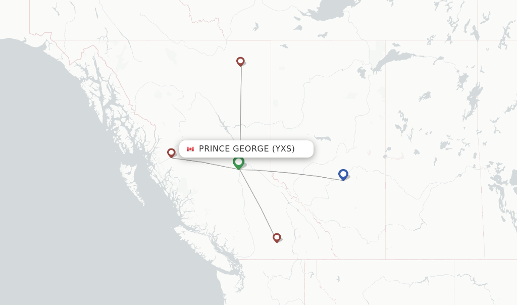 Route map with flights from Prince George with CMA