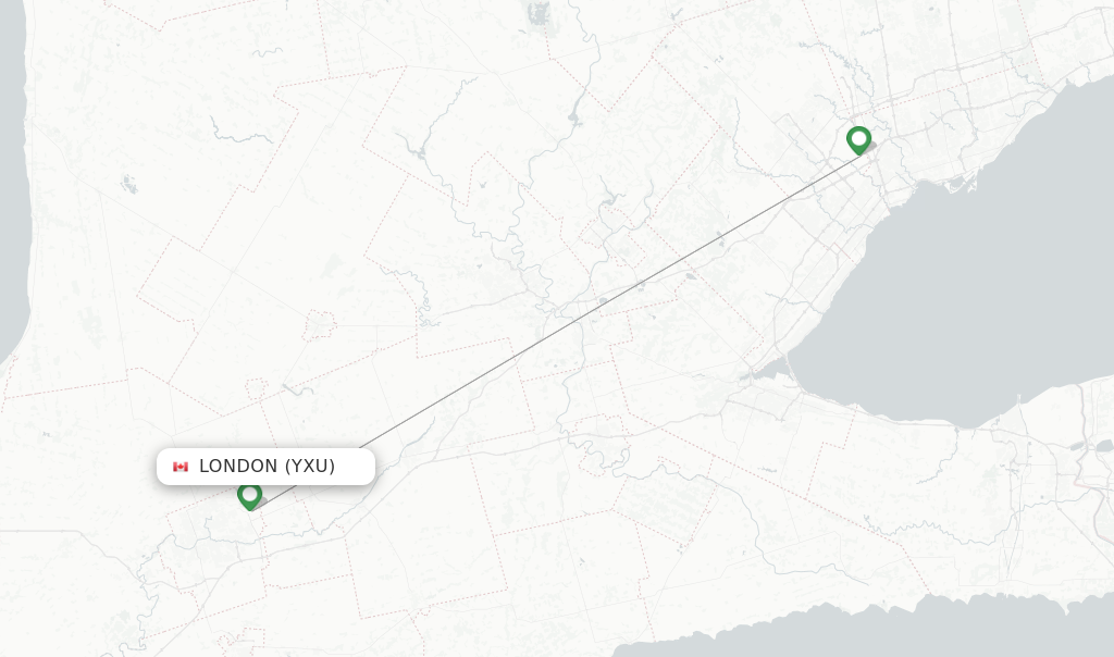 Route map with flights from London with Air Canada