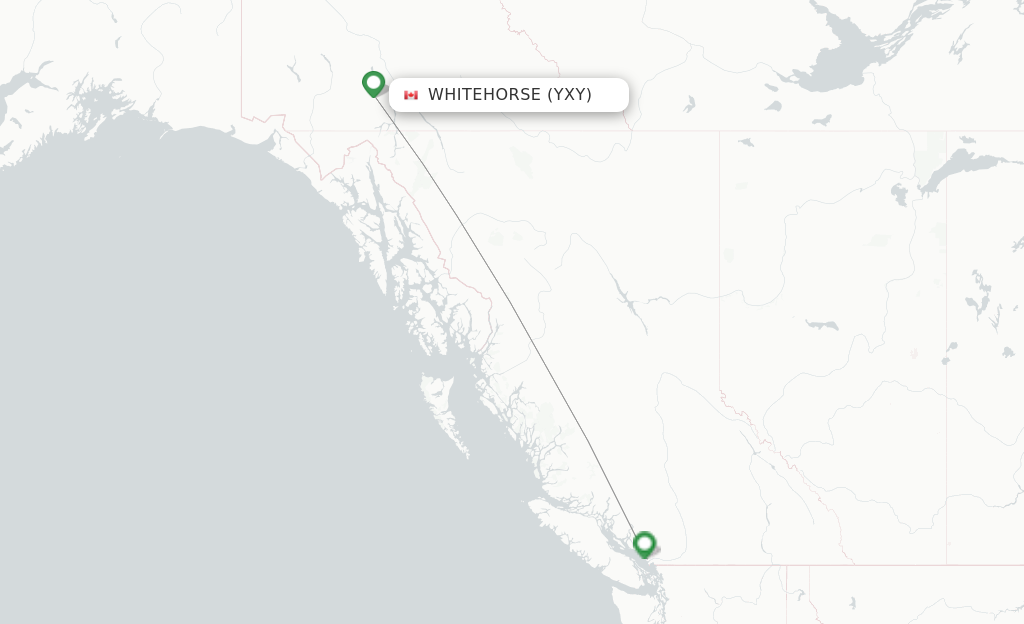 Route map with flights from Whitehorse with Air Canada