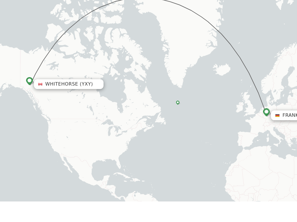Flights from Whitehorse to Frankfurt route map