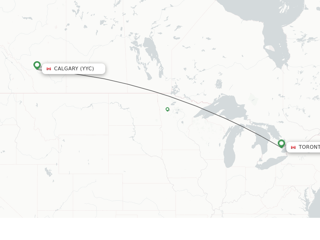Flights from Calgary to Toronto route map