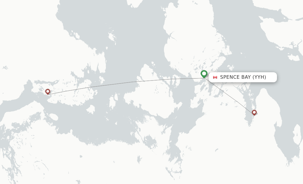 Route map with flights from Taloyoak with Canadian North