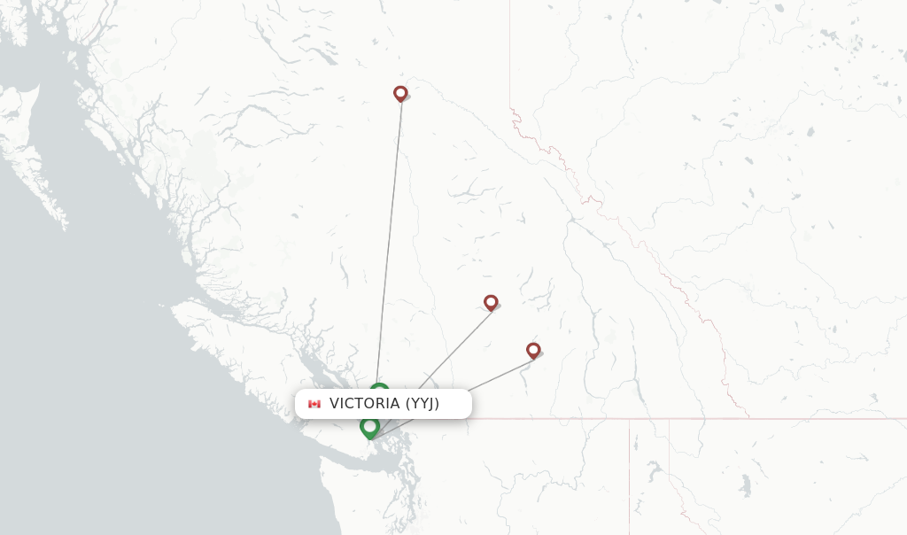 Route map with flights from Victoria with Pacific Coastal Airlines