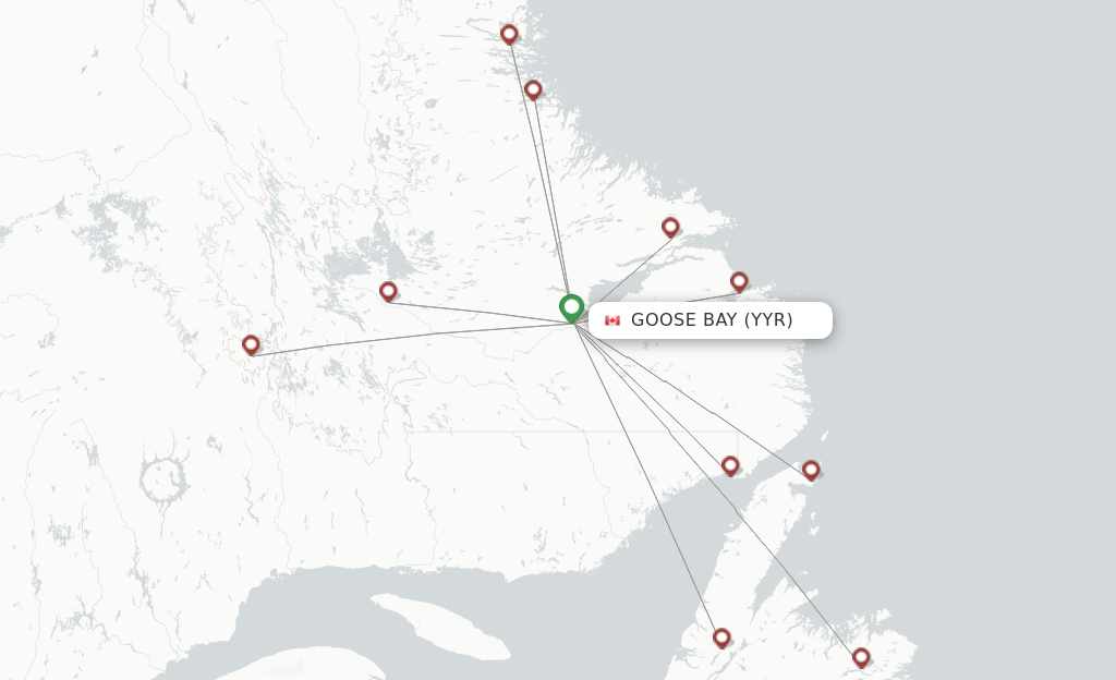 Route map with flights from Goose Bay with PAL Aerospace