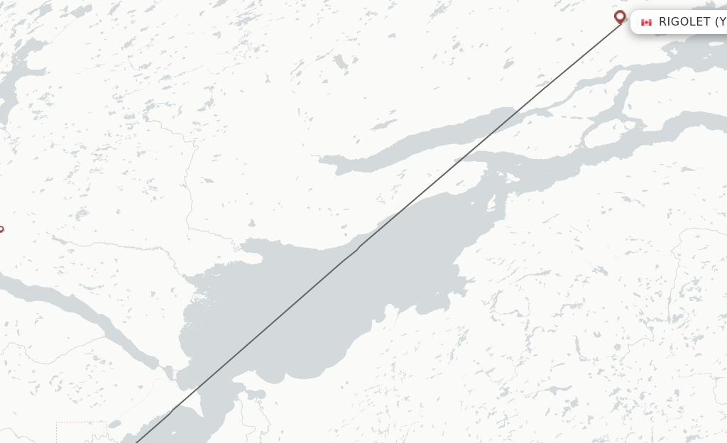 Flights from Goose Bay to Rigolet route map