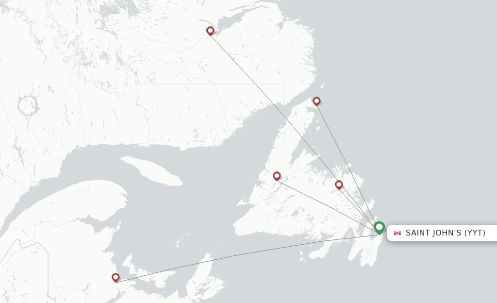 Route map with flights from Saint John's with PAL Aerospace
