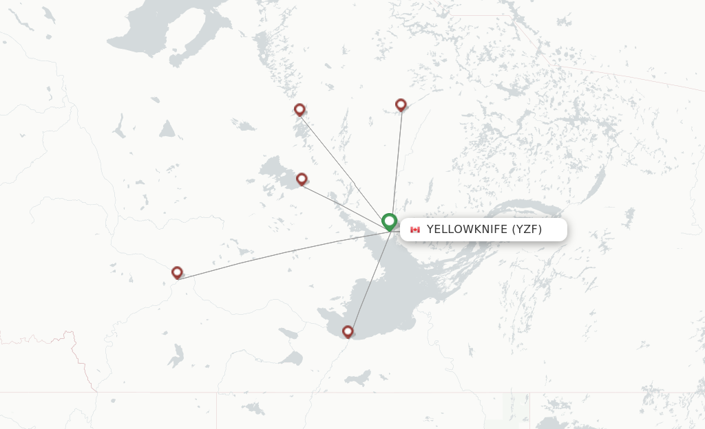 Route map with flights from Yellowknife with Air Tindi