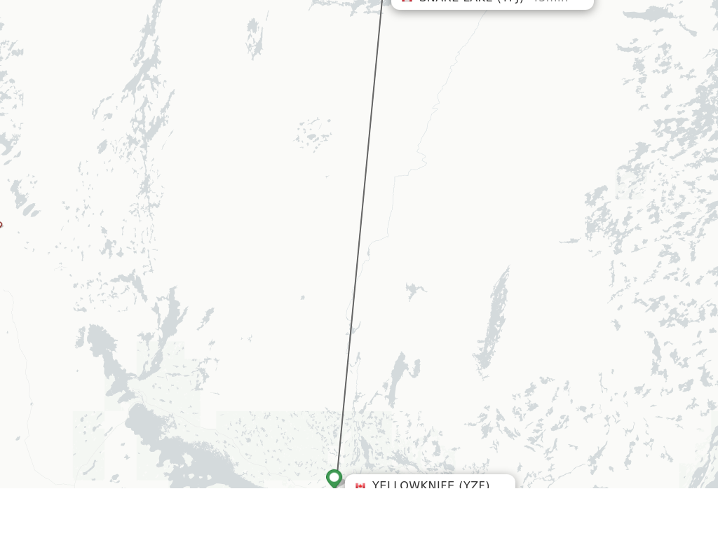 Flights from Yellowknife to Snare Lake route map