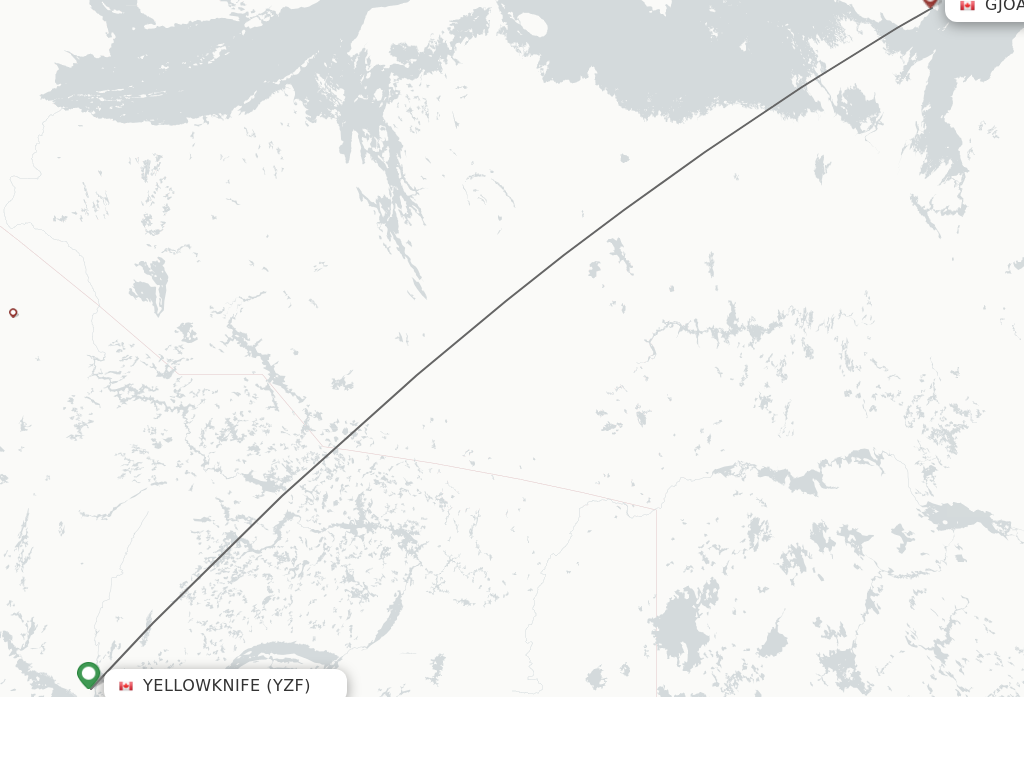 Flights from Yellowknife to Gjoa Haven route map