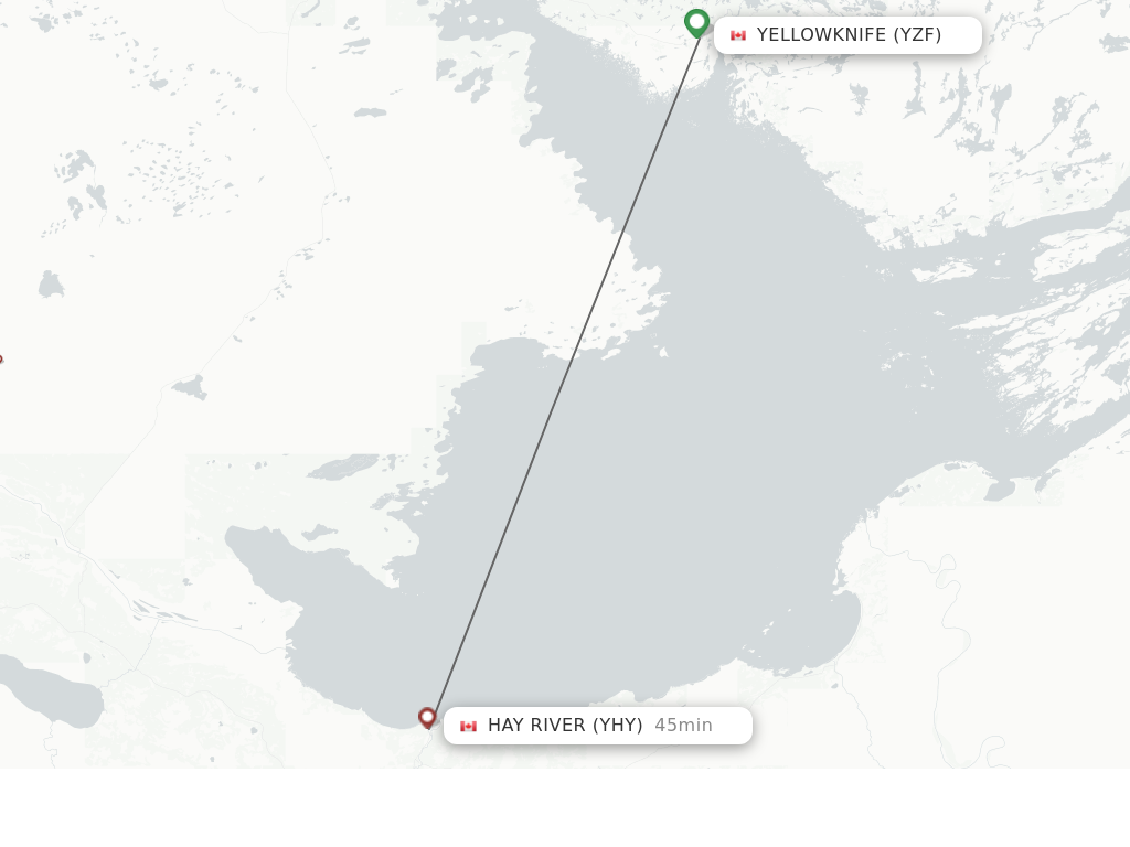 Flights from Yellowknife to Hay River route map