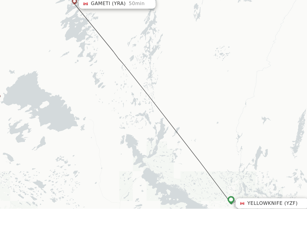 Flights from Yellowknife to Rae Lakes route map