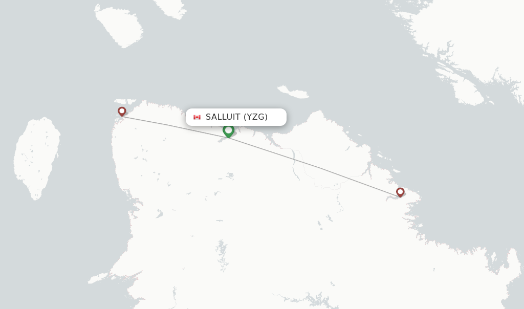 Route map with flights from Salluit with Air Inuit