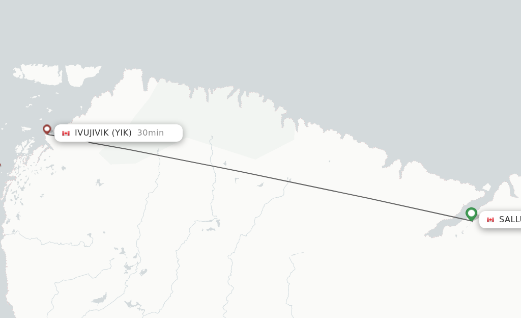 Flights from Salluit to Ivujivik route map