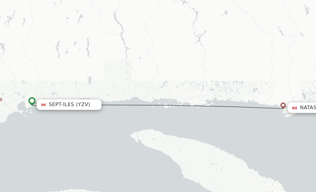 Flights from Sept-Iles to Natashquan route map