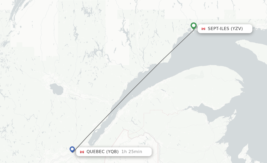 Flights from Sept-Iles to Quebec route map