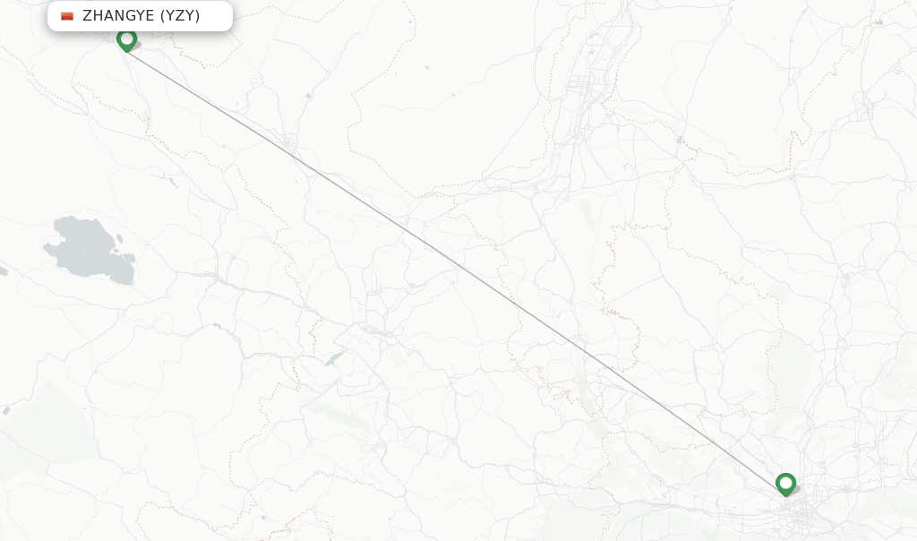 Route map with flights from Zhangye with China Eastern