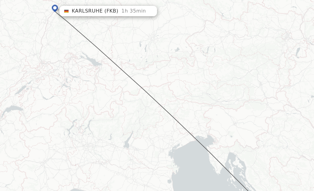 Flights from Zadar to Karlsruhe/Baden-Baden route map