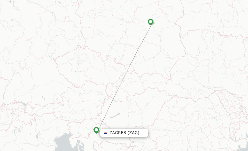 Route map with flights from Zagreb with LOT