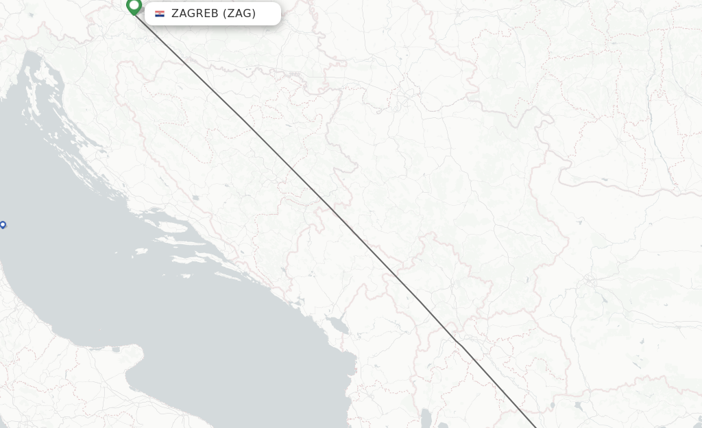 Flights from Zagreb to Thessaloniki route map