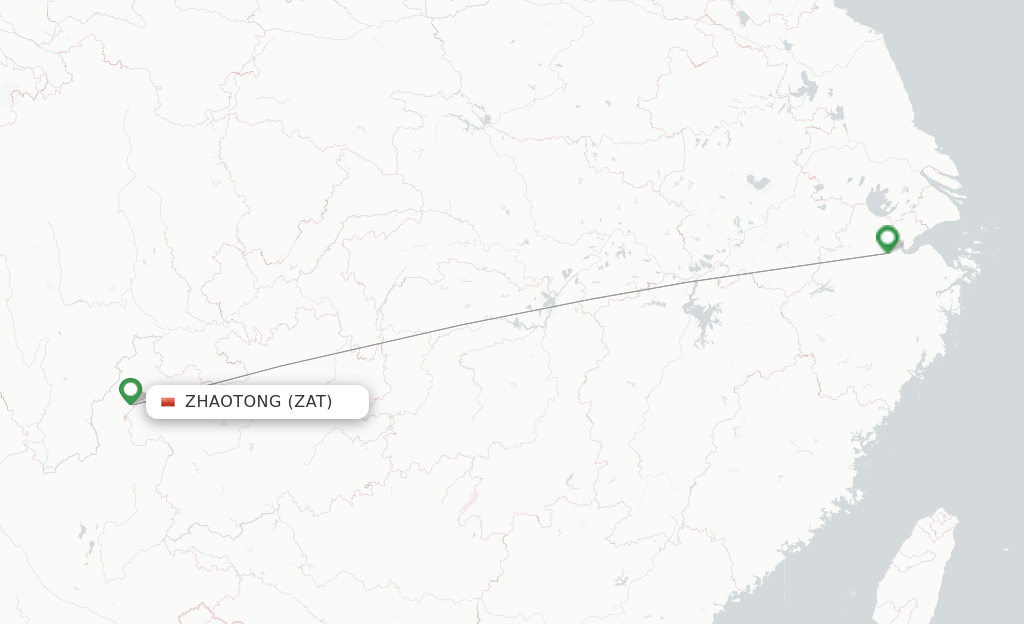 Route map with flights from Zhaotong with Sichuan Airlines
