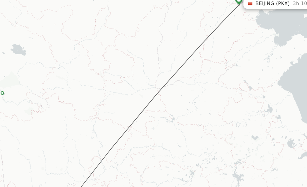 Flights from Zhaotong to Beijing route map