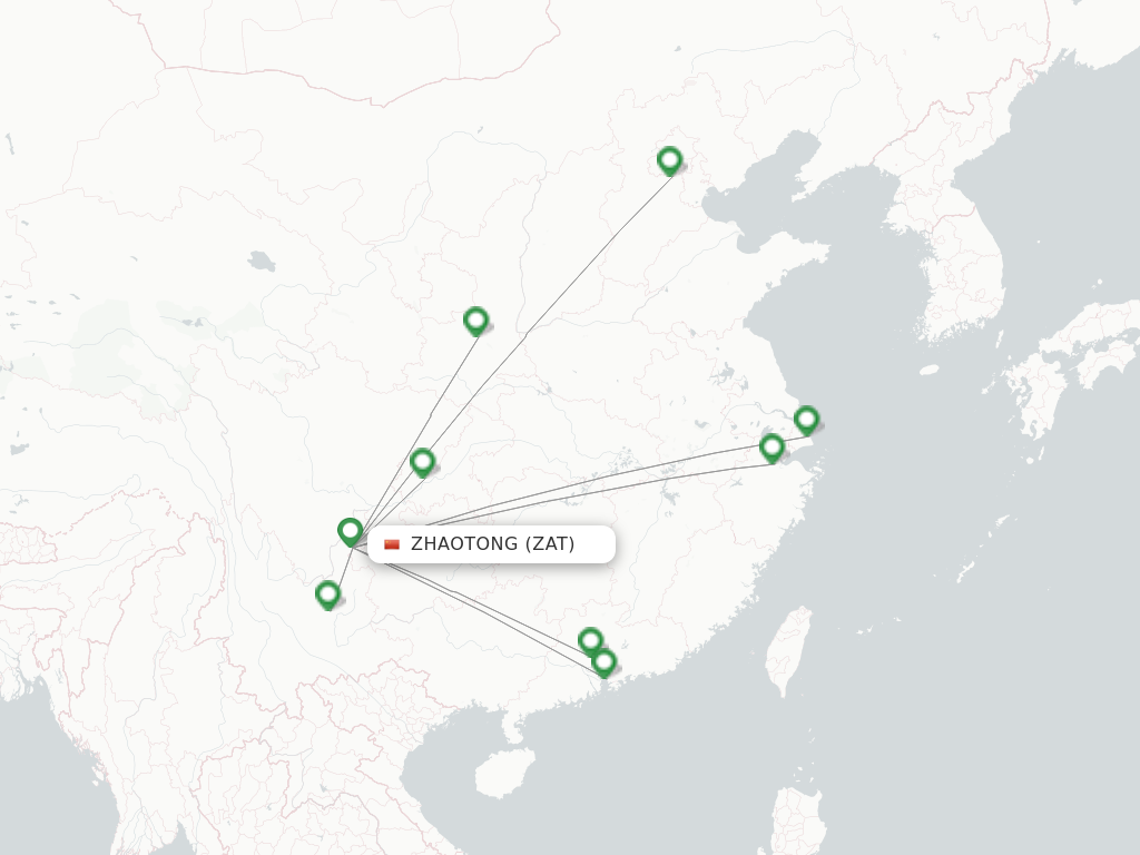 Flights from Zhaotong to Chengdu route map