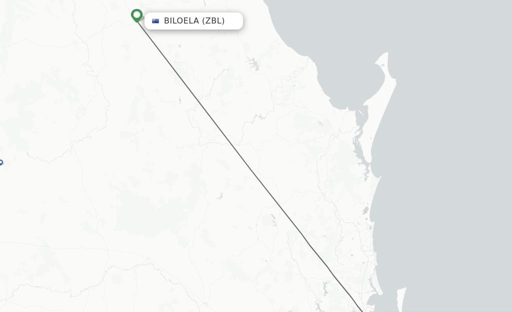 Flights from Biloela to Brisbane route map