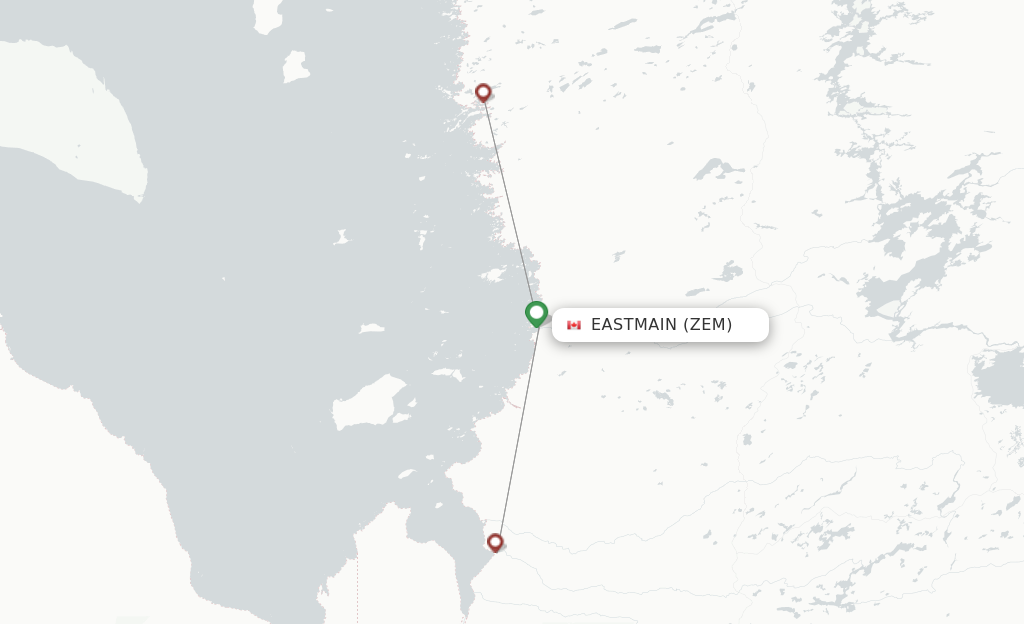 Flights from East Main to Nemiscau route map