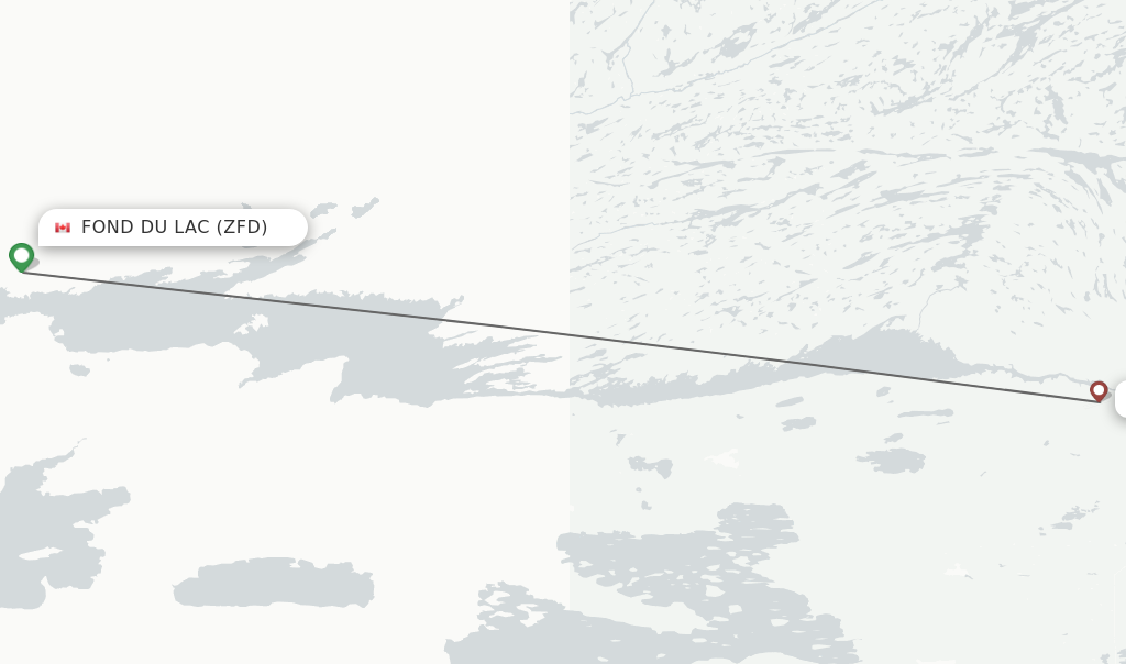 Flights from Fond Du Lac to Stony Rapids route map