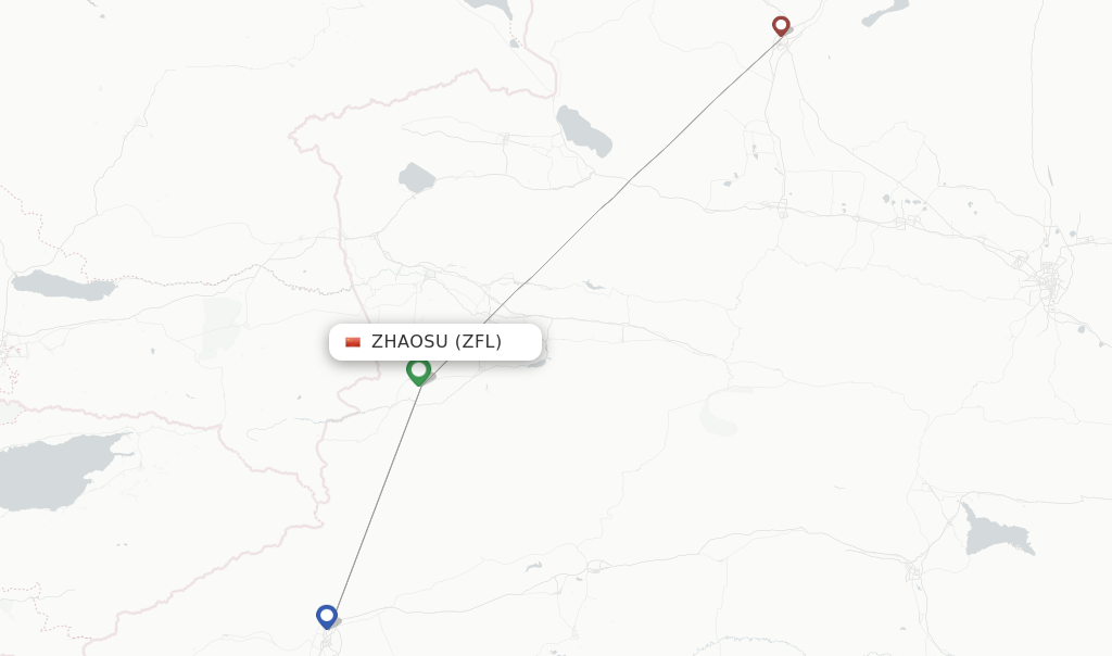 Route map with flights from Zhaosu with Chengdu Airlines