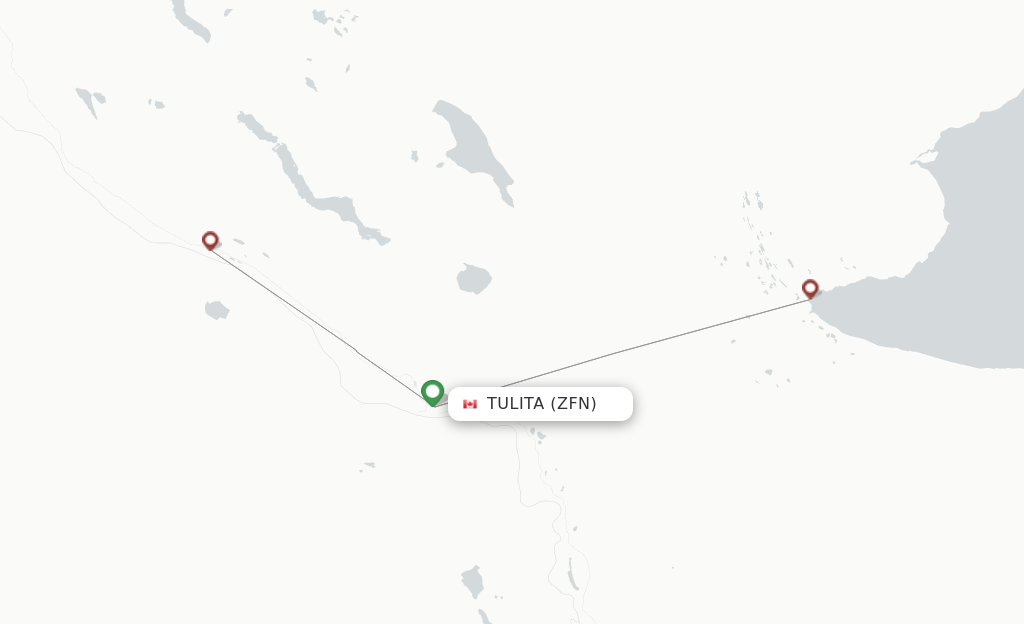 Route map with flights from Tulita/Fort Norman with North-Wright Airways
