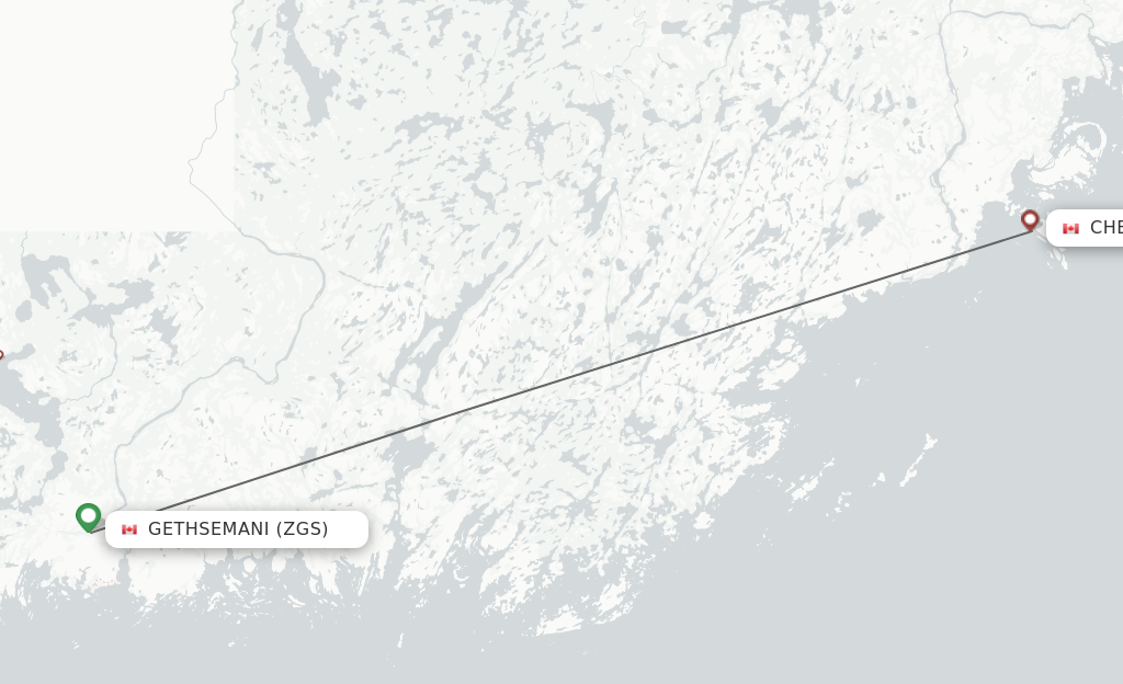 Flights from La Romaine to Chevery route map