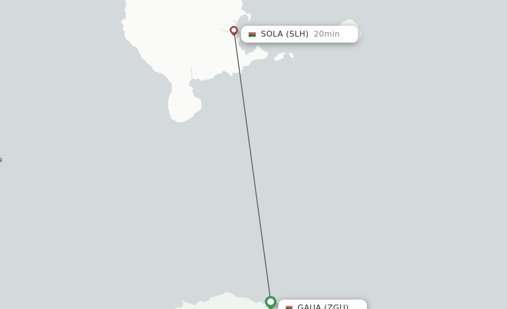 Flights from Gaua to Sola route map