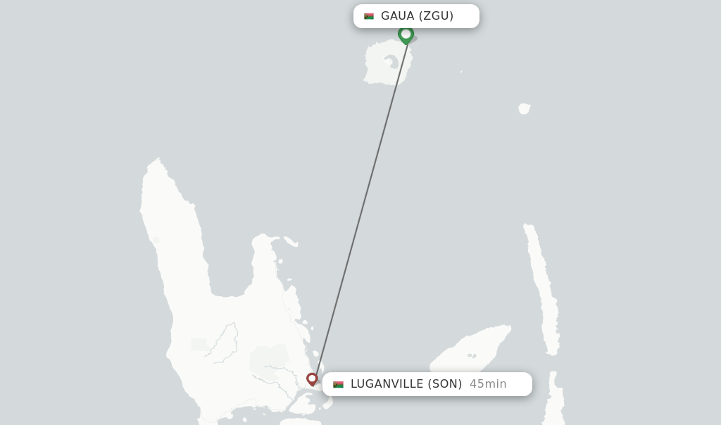 Flights from Gaua to Luganville route map