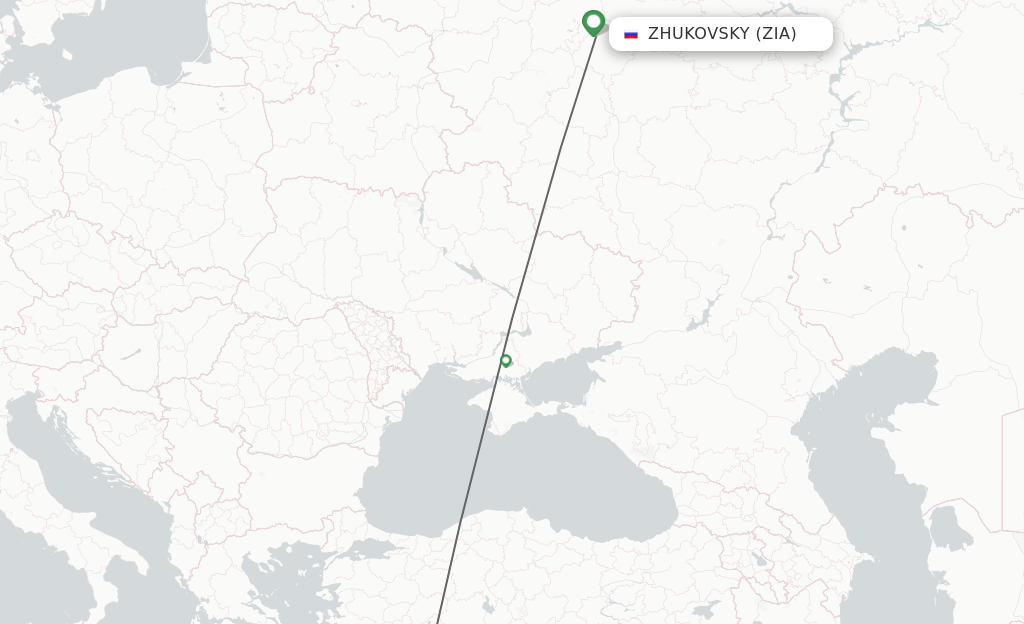 Flights from Zhukovsky to Antalya route map