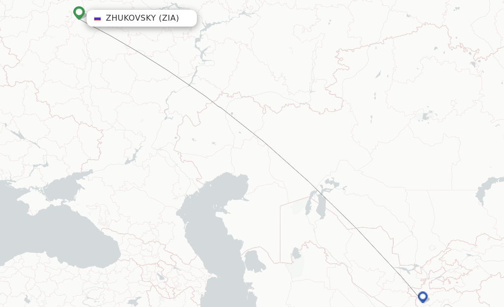Route map with flights from Zhukovsky with Somon Air
