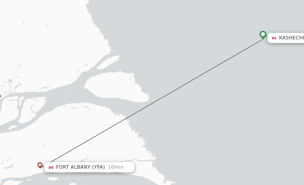 Flights from Kaschechewan to Fort Albany route map