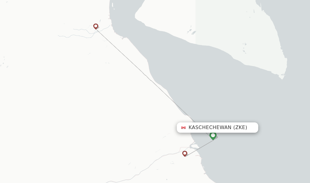Route map with flights from Kaschechewan with Air Creebec