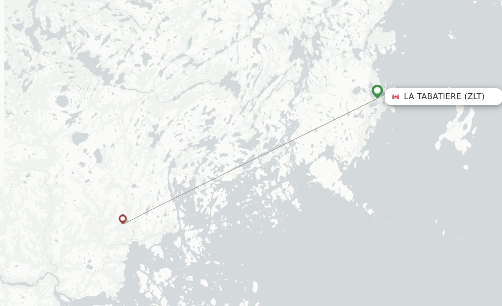 Route map with flights from La Tabatiere with Air Liaison