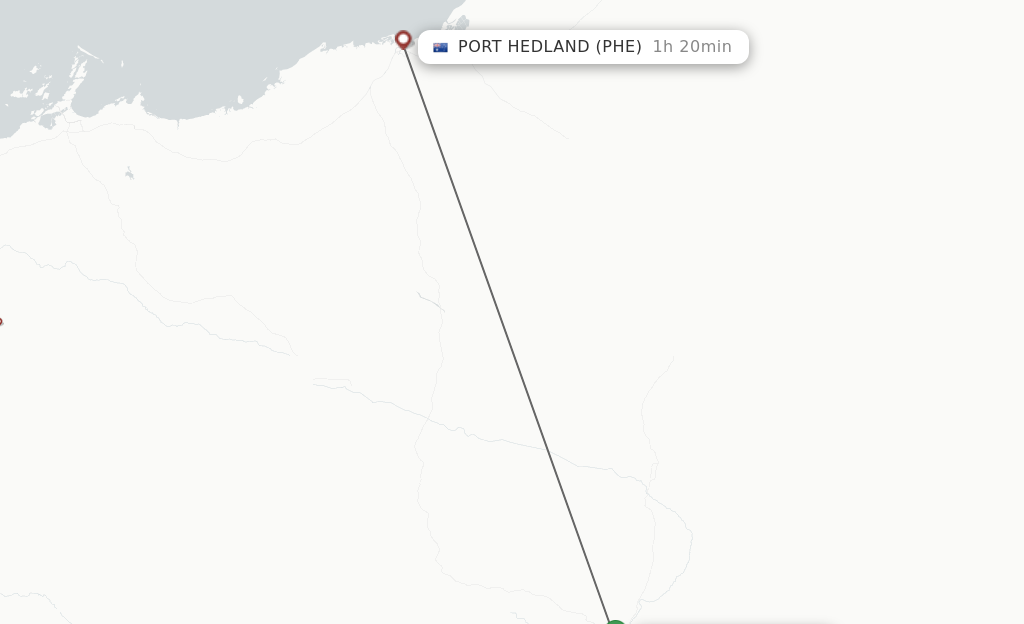 Flights from Newman to Port Hedland route map